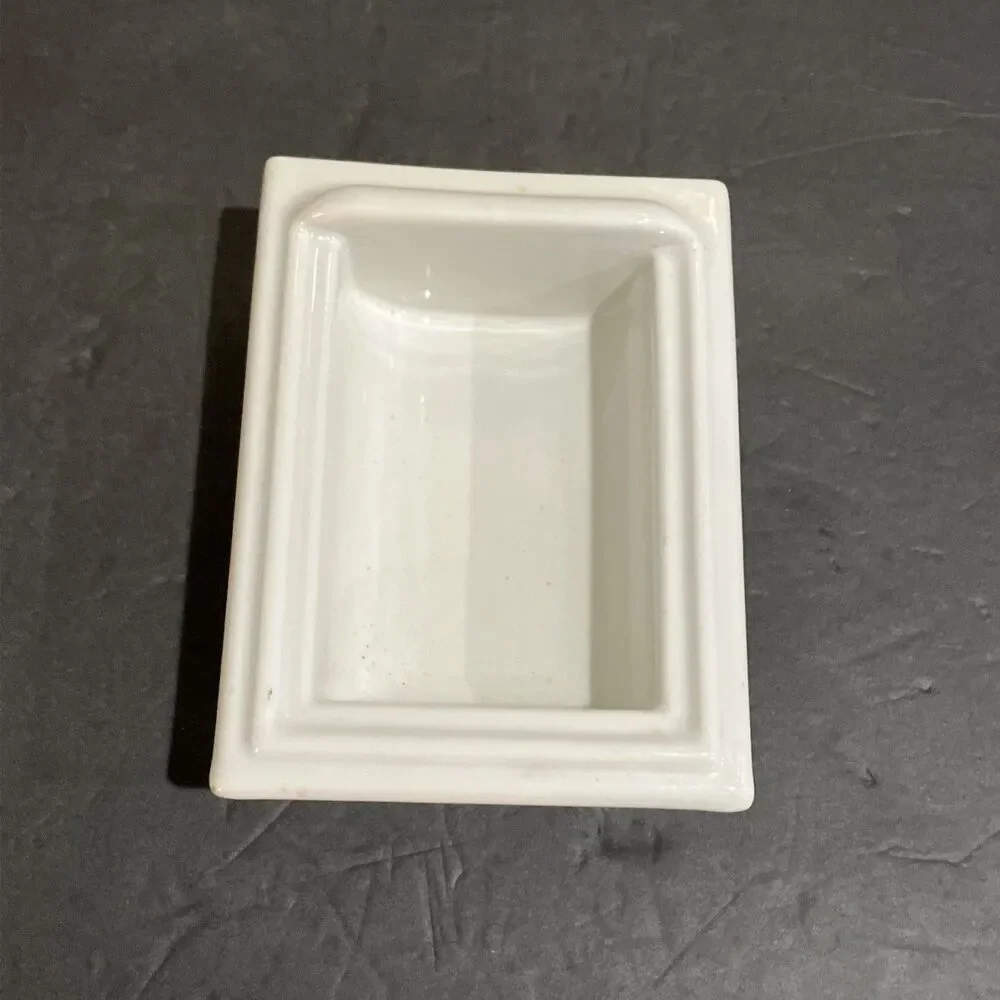 Vintage Antique White Porcelain Wall Mount Soap Dish 1937 Bathroom Fixture M-870